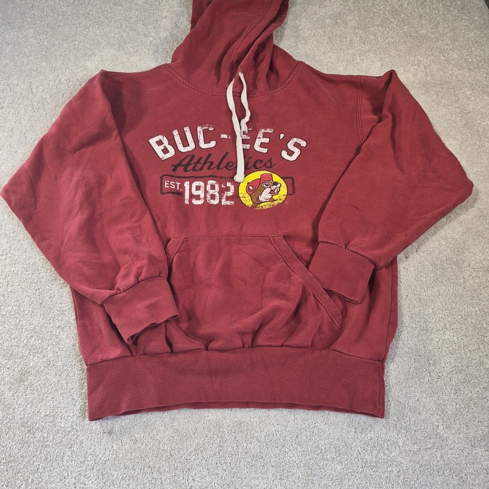 MV Sport Drawstring Hoodie Sweatshirt Men's Medium Buc-ees Red Logo Texas Pocket